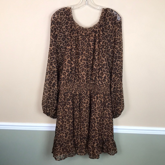 Old Navy Dresses & Skirts - NWT Old Navy Women’s Leopard Print Long Sleeve Smocked Waist A-line Dress